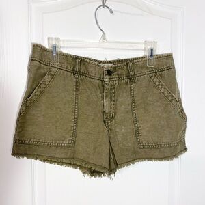 Free People Cargo Utility Shorts with Distressed Hem Olive Green Size 8